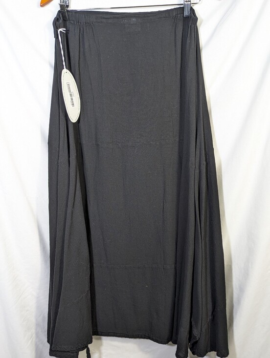 Oh My Gauze! Dresses & Skirts - Oh My Gauze NWT Skirt Black Cotton Flowy Comfy Costal Cotton Boho Sz L (12-14)